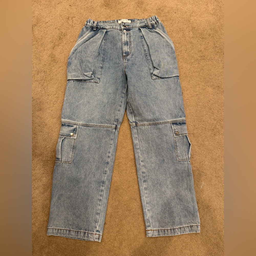 Bluevelvet Light Wash Relaxed Denim Cargo Pants